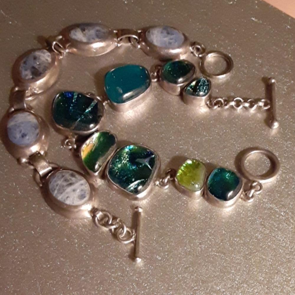 Silver & stone bracelets.